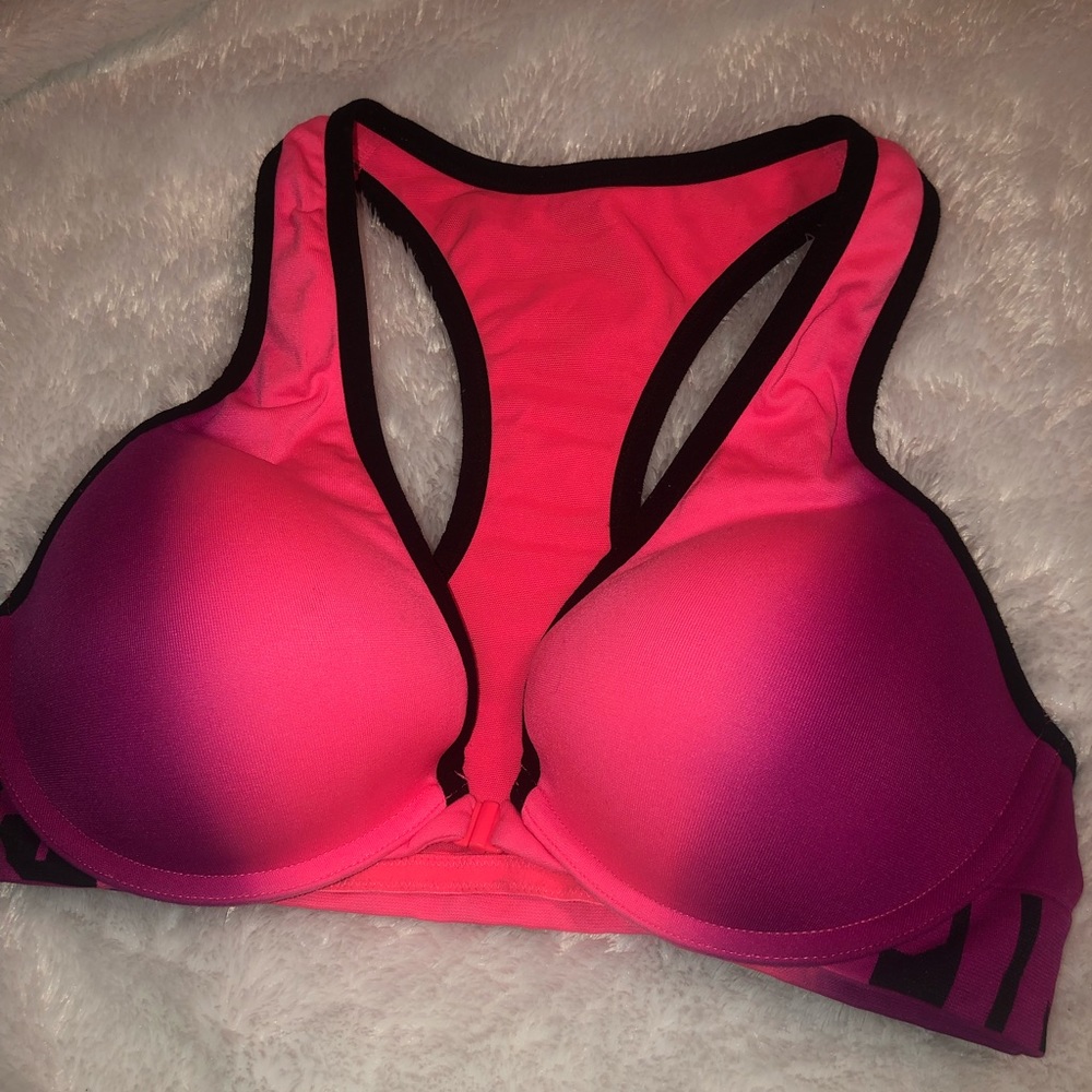 Pink racer back push up bra